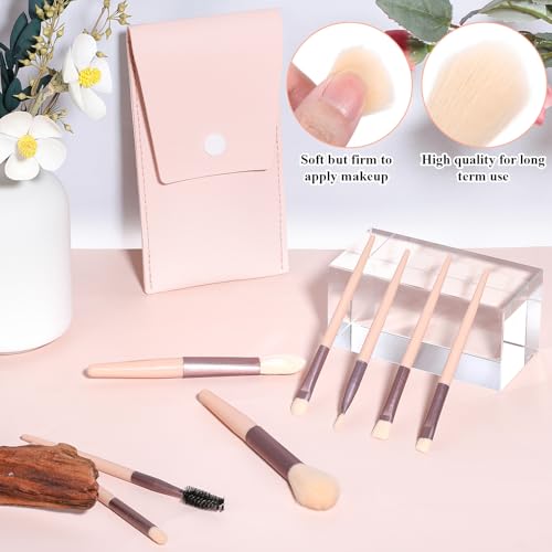 DIVINA VITAE 24Pcs Travel Makeup Brush Set with Bag - Pink, Face & Eye Brushes for Women and Girls