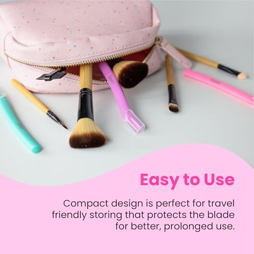 Lindo Brow Razor - Eyebrow Razor & Dermaplaning Tool, Multipurpose, Exfoliation, Face and Peach Fuzz facial Hair Removal dermaplane (6pcs)