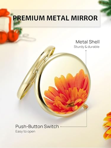 Mini Pocket Mirror 2.5 Inch Double-Sided Compact Makeup Mirror - Gold, 6 Pack