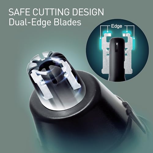 Nose Ear Facial Hair Trimmer Wet Dry Vortex Cleaning System - Blue