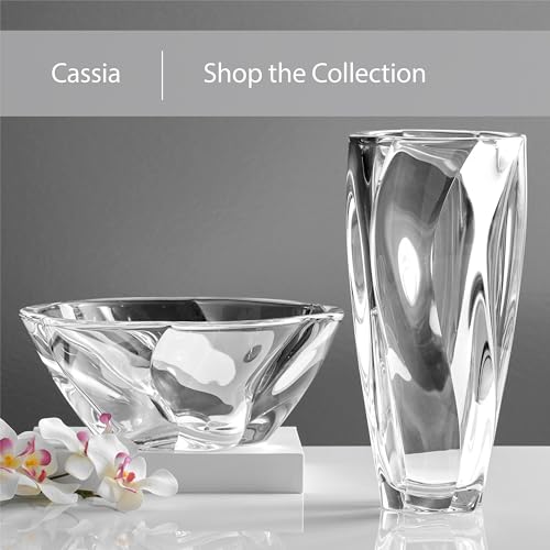 12-Inch Crystal Glass Flower Vase with Optical Twist Design