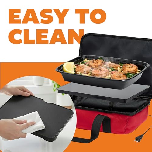 HOTLOGIC Max Large Portable Electric Food Warmer & Lunch Box - Red, 120V
