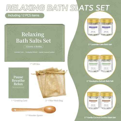 Epsom Bath Salt Gift Set for Women - Relaxing Aromatherapy with 3 Scents