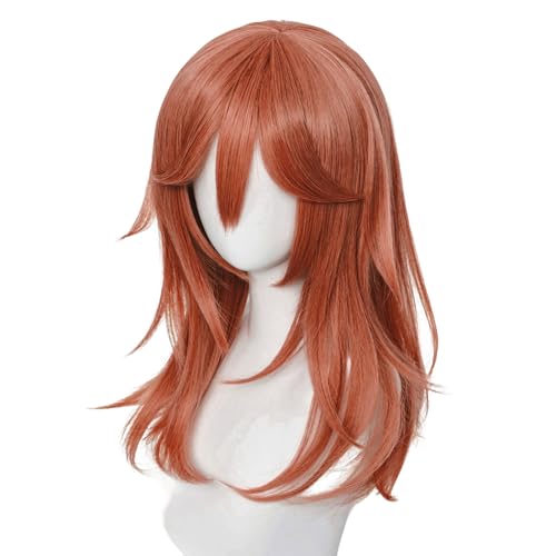 Pink Orange Cosplay Wig for Women - Long Curly Anime Hair with Bangs, 20 Inch