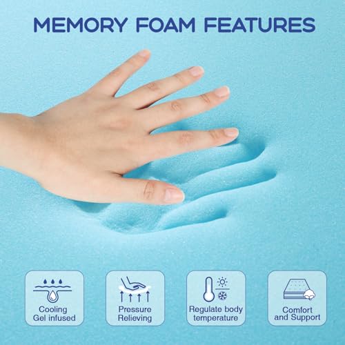 Full Mattress Topper 4 Inch Cooling Gel Memory Foam - Pressure-Relieving