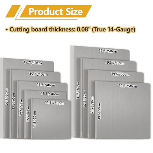 Extra Large Stainless Steel Cutting Board 19.6" x 31.5" Counter Protector for Kitchen