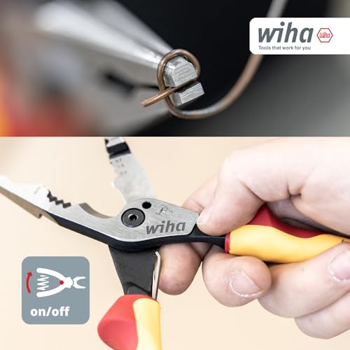 Wiha 8-in-1 Multifunction Pliers for Electricians – Crimp, Strip, Cut, Bend & More (45705)