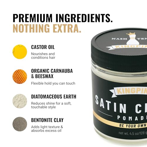 KINGPIN Satin Cream Hair Wax - Medium Hold & Natural Finish - 4.5 oz Pack