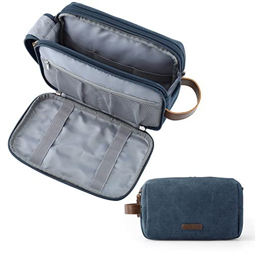 Large Water-Resistant Canvas Toiletry Bag for Men - Navy Blue Travel Organizer