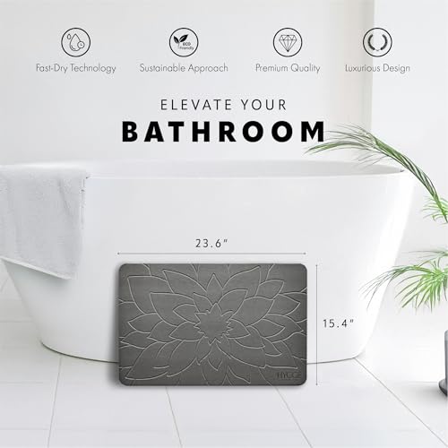 Diatomaceous Earth Stone Bath Mat - Ash Bloom, Spa-Style, Fast Dry, Non-Slip