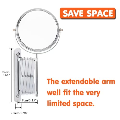 Welllink 8-Inch Extendable Wall Mirror with 10X Magnification - Chrome, Variation 10X