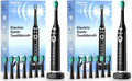 Bymore Black Electric Toothbrush for Adults - Pack of 2, Rechargeable Sonic Oral Care with 8 Brush Heads, 5 Modes & 330-Day Battery