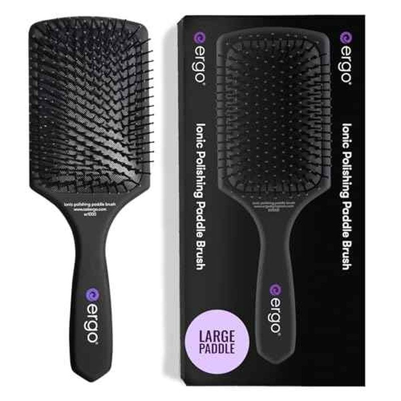 ERGO Ionic Paddle Hair Brush ? Large Polishing Brush for Long-Lasting Shine, Detangling Brush for Wet & Dry Hair Care, Hair Styling Tool for Blow Drying (ER1000)