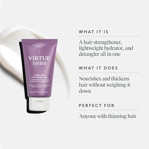 Virtue Flourish Conditioner for Fine Hair - Sulfate-Free, Detangling, GrowThick, Color Safe, 2 Fl Oz