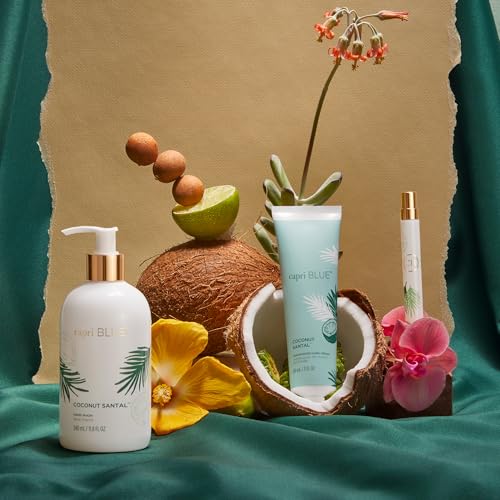 Capri Blue Moisturizing Hand Cream Travel Size ? Flora Edit Collection ? Nourishing Hand Cream for Dry Cracked Hands with Jojoba Oil & Shea Butter ? Purse Essentials ? Skin Care (Coconut Santal, 3 oz)