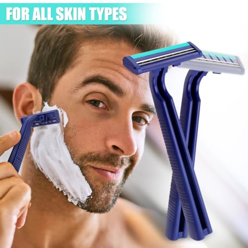Disposable Razors Bulk Pack of 300 Twin Blade Safety Shavers for Men & Travel - Blue - Variation 1 Count