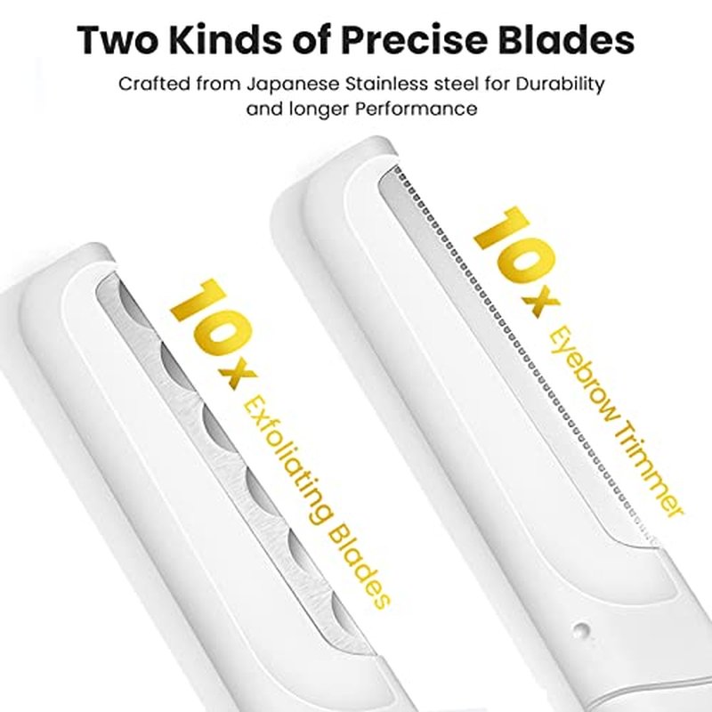 Dermaplaning Tool for Face Exfoliation, with 20 Replaceable Blades, Facial Shaver/Eyebrow Razor, Peach Fuzz Removal Eyebrow Shaper for Women, Easy to Use Dermaplaner Help Exfoliate and Smooth Skin
