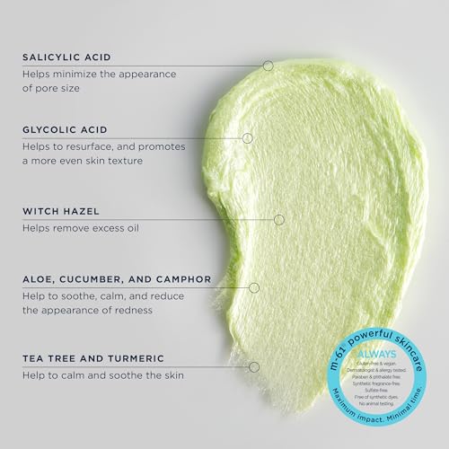 m-61 PowerSpot Cleanse | Clarifying Acne-Fighting Cleanser With 3% Sulfur, Glycolic and Salicylic Acid, Tea Tree, Witch Hazel. For Blemish-Prone Skin. Dermatologist and Allergy Tested, 4.0 Fl Oz