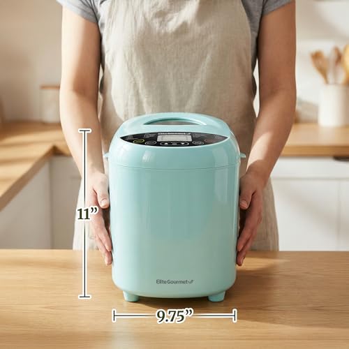 Elite Gourmet Mint Programmable Bread Maker 2 Lb, 19 Presets, 3 Sizes