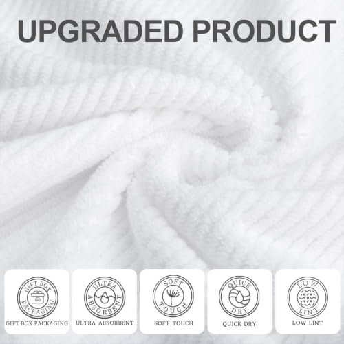 4-Piece White Cotton Bath Towel Set - Hotel Quality, Soft & Absorbent
