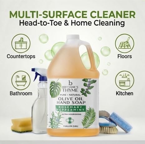 Brittanie's Pure Castile Liquid Soap Refill 128oz - Rosemary Peppermint