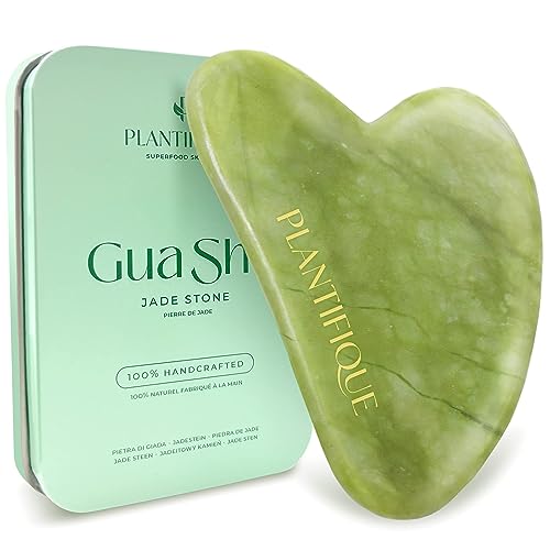 PLANTIFIQUE Gua Sha Facial Tools - Massage Tool - Jawline Sculptor and V-Line Collagen Mask for Face 5 PCS, Chin Strap for Women & Men, V Line Lifting Mask with Collagen