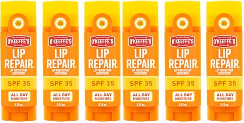 O'Keeffe's Lip Repair SPF 35 Lip Balm Stick - Sun Protection, Dry & Cracked Lips, Pack of 6