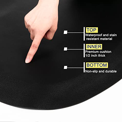 3' x 5' 1/2 Inch Thick Anti-Fatigue Salon Mat for Hairstylist Standing - Square Base, Waterproof Cushioning