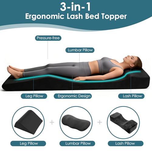TDKDHoming 71x23in Ergonomic Lash Bed Topper with Removable Cover for Salons