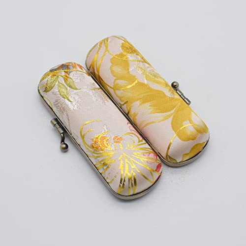 Ladies Floral Lipstick Case Holder with Mirror,Makeup Cases for Women (White)