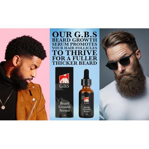 G.B.S Men's Beard Grooming Kit - Beard Oil, Growth Serum with Biotin, Balm, Brush and Comb Gift Set