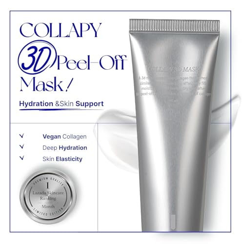 MILLIMILLI COLLAPY 3D Mask Set with Free Silicone Brush, Collagen Peel Off Face Mask for Glowing Skin, Glass Skin Glow Mask with Hydrolyzed Collagen, Moisturizing Korean Skincare (60ml / 2.02 fl oz)