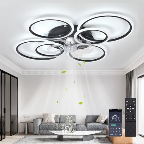 Black 39.9in LED Dimmable Ceiling Fan with Remote & Reversible Motor
