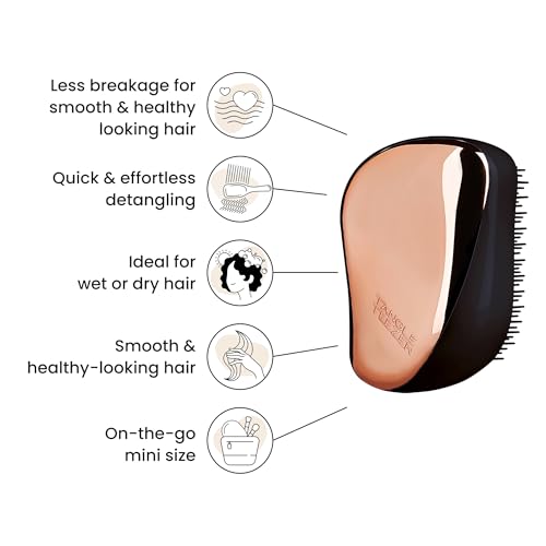 Tangle Teezer Compact Styler Detangling Hairbrush - Black & Rose Gold