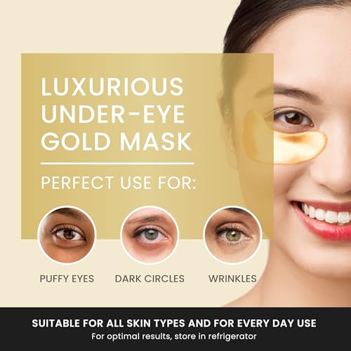 24K Gold Under Eye Patches for Dark Circles & Puffy Eyes - Rejuvenating Eye Masks
