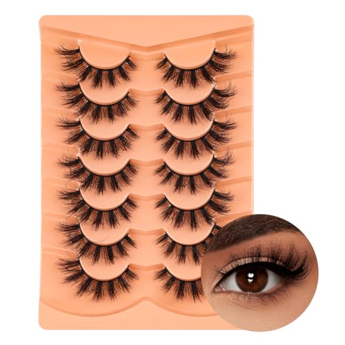 fluffy Cat Eye Lashes Mink Eyelashes Wispy 16MM 8D Volume False Eyelashes For Adult 7 Pairs Black
