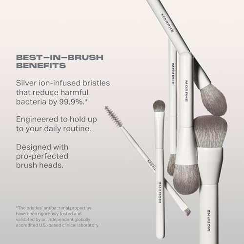 Travel Makeup Brush Set with Silicone Bag - 6 Piece Face & Eye Tools