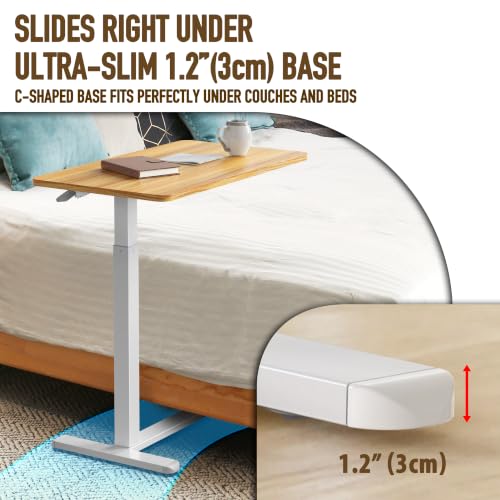 Height Adjustable Laptop Desk with Pneumatic Lift and Oak Finish