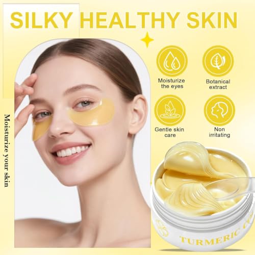 Turmeric Under Eye Patches with Collagen & Vitamin C - 60pcs, Yellow Variation