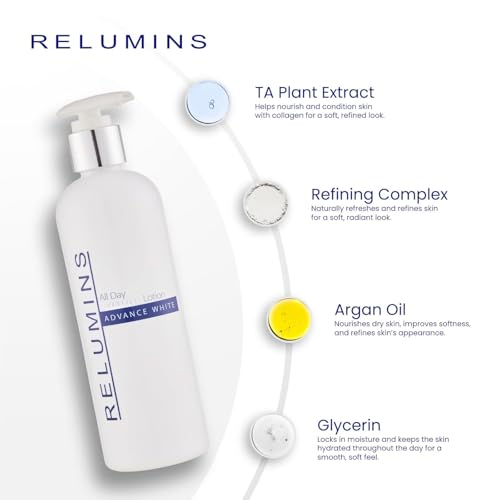 Relumins Advance All-in-One Day Lotion - Spring Glow Essential Lightweight, Fast-Absorbing Hydrating Moisturizer with Argan Oil ? Softens, Smoothens & Nourishes Skin - Paraben-Free Daily Lotion, 300ml