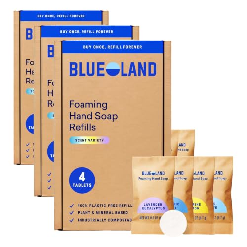 BLUELAND Classic 4-Pack Refillable Foaming Hand Soap Tablets - Variety Scents