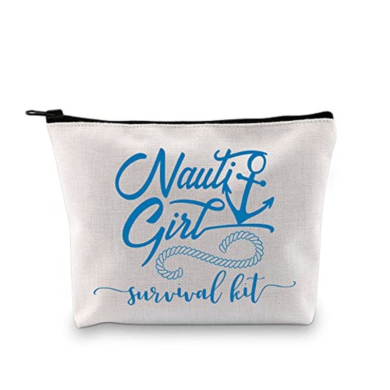 GJTIM Funny Nautical Anchor Sailing Boating Gift Boating Sailing Nautical Theme Zipper Pouch Nauti Girl Survival Kit for Nautical Sailors (Survival Nauti Girl)