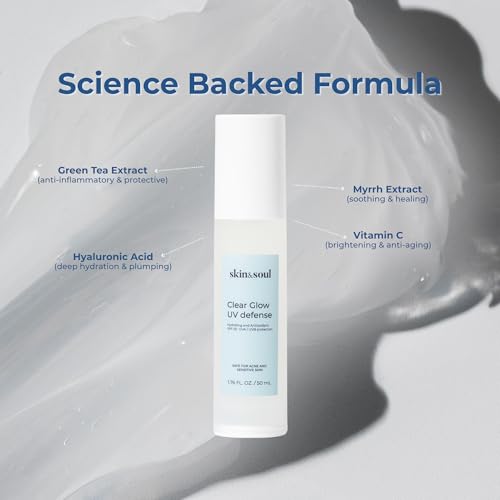 SPF 50 Broad Spectrum Sunscreen with Vitamin C & Hyaluronic Acid – No White Cast, Sensitive Skin Formula