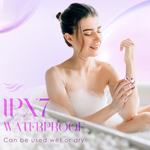 Electric Razors for Women Legs - Painless Body Shavers for Sensitive Skin - 5 in 1 Cordless Lady Trimmer for Women's Leg, Bikini and Face - Waterproof Wet/Dry Remover, Rechargeable, Cherry