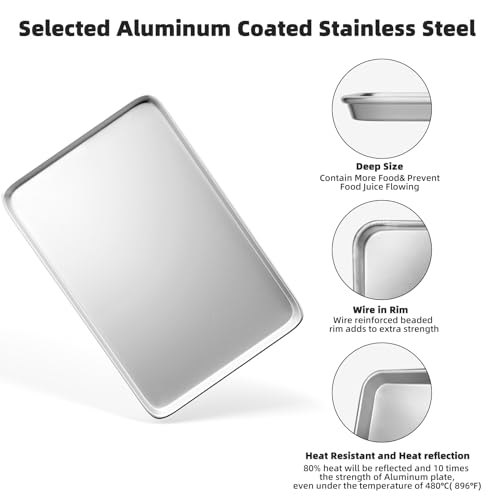 Cookie Sheet Pan Set of 3 - 16x24 Inch Aluminum Baking Trays for Oven & Commercial Use - Crosson Variation 3