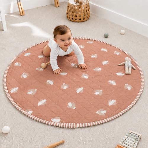 Birds 47-Inch Baby Play Mat & Toy Storage Bag - Quilted Cotton, 2-in-1
