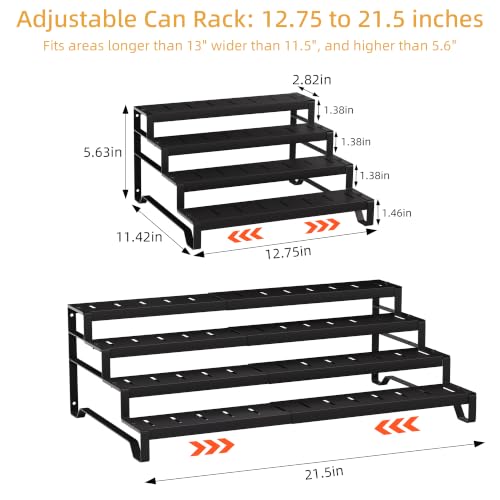 Attelite 4-Tier Expandable Can Organizer for Pantry, 2 Pack - Metal Canned Food Storage Rack