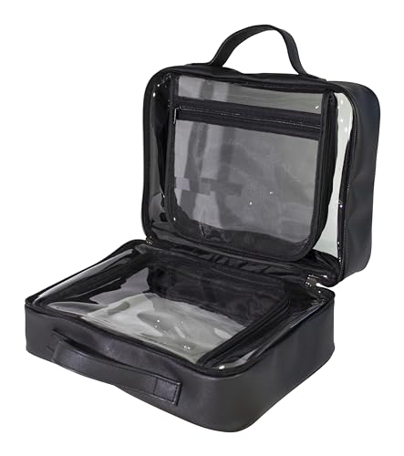 Large Transparent Toiletry Bag with Black Edges - Water-Resistant Travel Organizer for Men & Women
