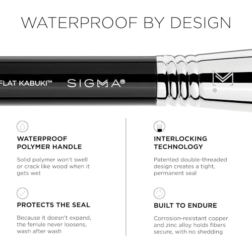 Silica Beauty F80 Flat Kabuki Makeup Brush for Liquid and Cream Foundation - Precise Blending