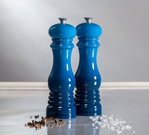 Salt and Pepper Mill Set 8-Inch - White Ceramic Grinders for Kitchen